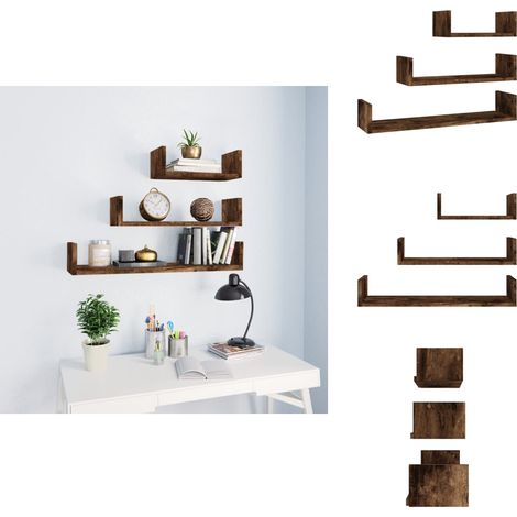 Wandregale 3 Stk. Räuchereiche Holzwerkstoff - Wandregal - Holzregal - Wohnraum Dekoration - Regal Set - Badezimmer Regal (1/5)