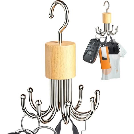 Porte-écharpes pliable et rotatif, capacité de rangement de 24 pouces Porte-cravates gain de place pour cravates, écharpes, sacs à main, armoire, chambre, dortoir, vestiaire, appartement (1/5)