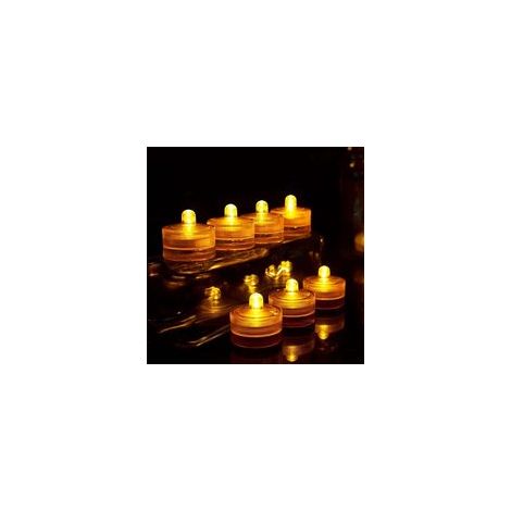 Jaune Étanche Sous-Marin Rond Mini LED Lumières De Thé Lumières Submersibles pour le Mariage À La Maison Party Vase Festival Saint Valentin Décoration(12pack ) (1/5)