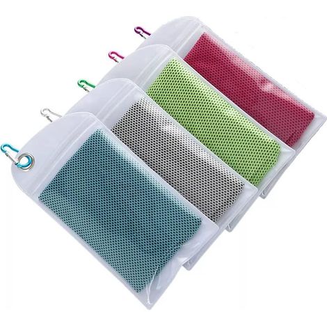 Lot de 4 serviettes rafraîchissantes en microfibre pour yoga, sport, gym, entraînement, camping, fitness - 4 couleurs (1/5)