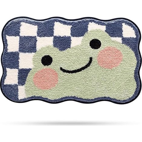 Frosch-Badezimmerteppich, extra weich, saugfähig, rutschfest, bequem, Tierteppich für Badewanne, Dusche, Badezimmer, maschinenwaschbar, trocknergeeignet, Frosch, 40,6 x 61 cm