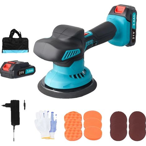 Pulidora de coches, 5500 RPM, velocidad regulable, con baterías. (1/2)