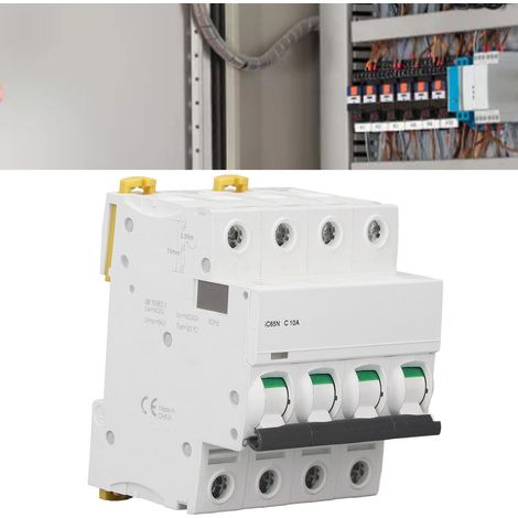 Disjoncteur miniature iC65N 4P, montage sur rail DIN, basse tension 400 V, pouvoir de coupure 6000 A, contacts argentés C10A (1/5)