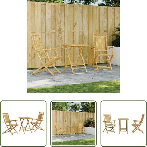 vidaXL Bambusstuhl - 3-tlg. Bistro-Set Bambus (1/5)