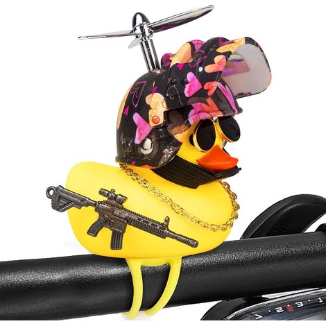 Ornements de voiture canard en caoutchouc, décorations de tableau de bord canard à presser, décoration de vélo pour accessoires de cyclisme, moto et vélo(1PCS)