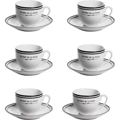 Table Passion - Tasse avec soucoupe Bistrot 9 cl (lot de 6) (1/3)