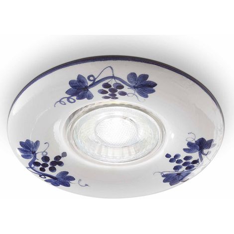 Faretto Incasso Classico Pescara Ceramica Bianco Decorato 1 Luce Gu10 (1/5)