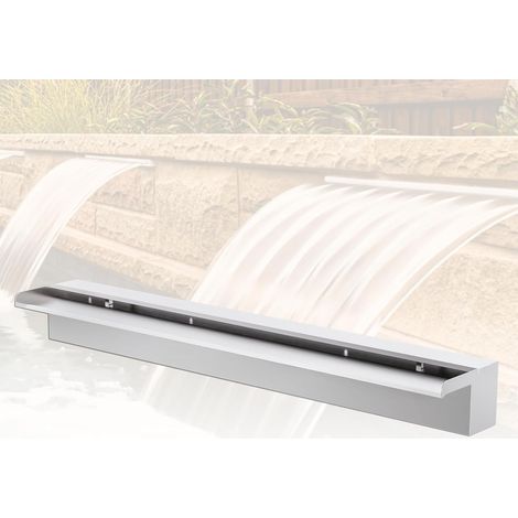 Fontaine De Piscine, Cascade Bassin Exterieur en Acier Inoxydable, Lame D’Eau, Fontaine Exterieur avec Accessoires pour La Décoration D'étang, Patio,Jardin (Long 90cm, Largeur 20cm)