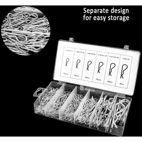 Goupilles Fendues, 150 Pcs Goupilles Fendues Acier Peuvent Être Appliqués aux Voitures Remorques Échafaud, Goupille en r Existe 6 Tailles Différentes avec Boîte en Plastique-Fei Yu (1/5)