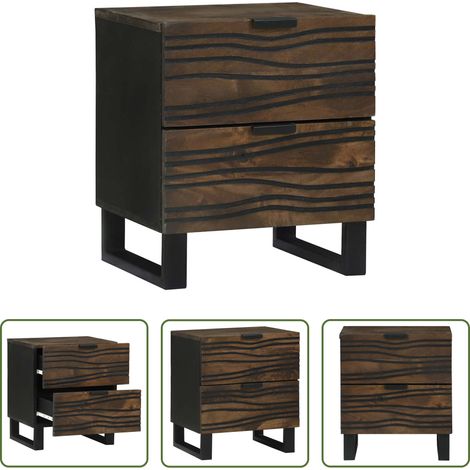 Holz Nachttisch - Nachttisch Walnuss 40 x 33 x 46 cm Massivholz Akazie (1/5)
