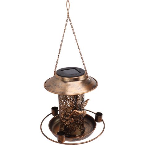 Hängende Solar-Vogelfutterstation für den Außenbereich, IP65 wasserdicht, hitzebeständig und leicht, aus Metall gefertigt, ideal für Wildvogelliebhaber. (1/5)
