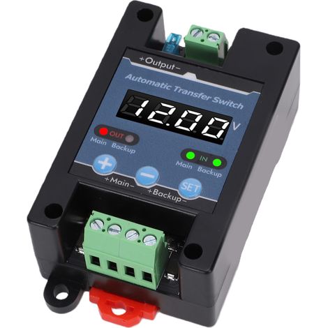 Commutateur de transfert automatique CC 10 A, sélecteur d'alimentation de secours double pour batterie solaire, routeur, vidéosurveillance, commutation rapide 300 µs, protections contre l'inversion de (1/5)