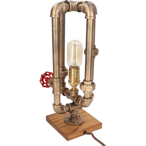 E27-Stehleuchte mit hitzebeständiger Lackierung, Industrielampe mit Handradschalter, Steampunk-Stil, Hoteltischlampe, 220-V-EU-Stecker (1/5)