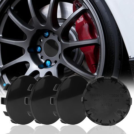 Hub Caps 56 mm, 4 Pieces Rim Caps 56 mm OD 53 mm ID  DIY Hub Cap for All Vehicles (Black)