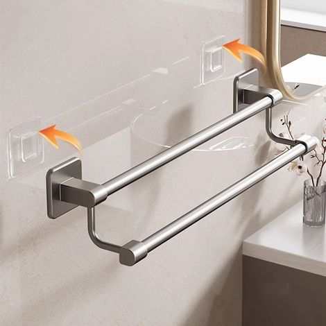 Porte-serviettes de salle de bain, support de rangement mural unipolaire sans perforation, support de rangement pour toilettes de salle de bain (1/5)