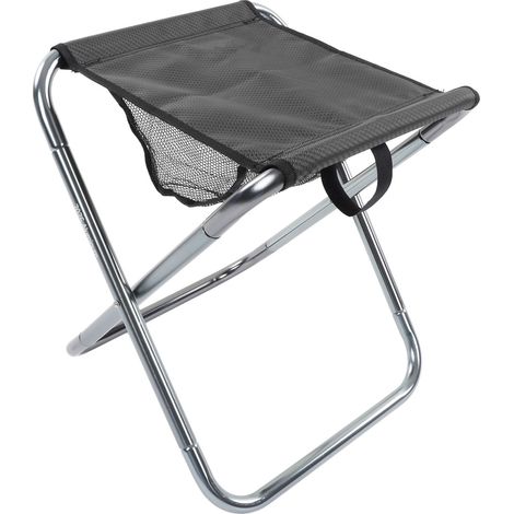 Tabouret pliant portable d'extérieur en alliage d'aluminium, motif train, pour le camping, grande taille, gris argenté. (1/5)