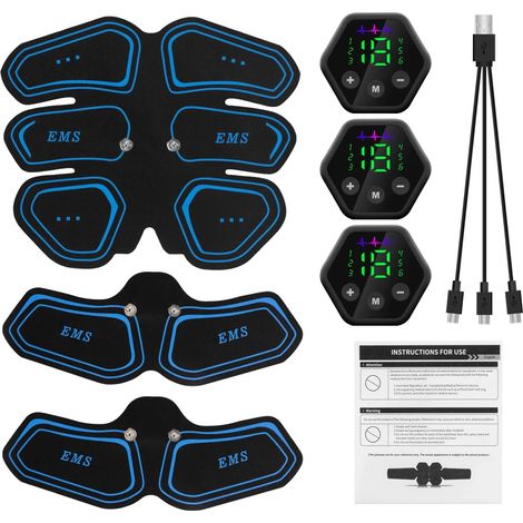 EMS-Gerät (Elektrostimulation der Bauchmuskulatur) mit LCD-Bildschirm, Gerät zur Hüftstraffung, USB-Gerät für Bauchmuskeltraining, Fitness, Heim-Fitnessstudio, Gewichtsabnahme und Körperformung 06056-