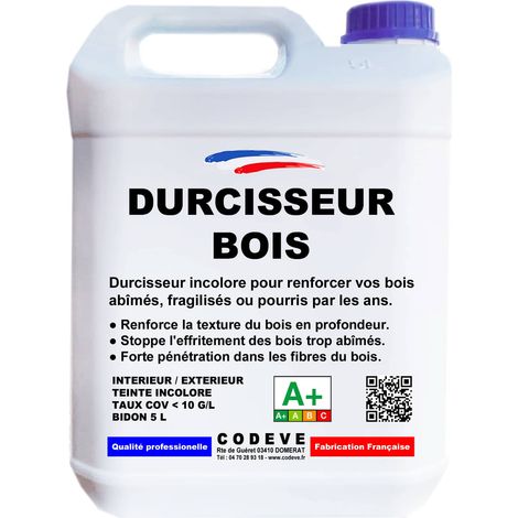 Codève Bois – Durcisseur bois 5 L – Renforce les bois vermoulus et friables – Pénétration profonde – Utilisation intérieure et extérieure