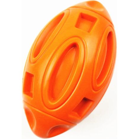 Balle à mâcher pour chiot en caoutchouc avec couinement, jouet pour animaux de compagnie pratiquement indestructible et durable pour les races moyennes et grandes(orange) (1/5)