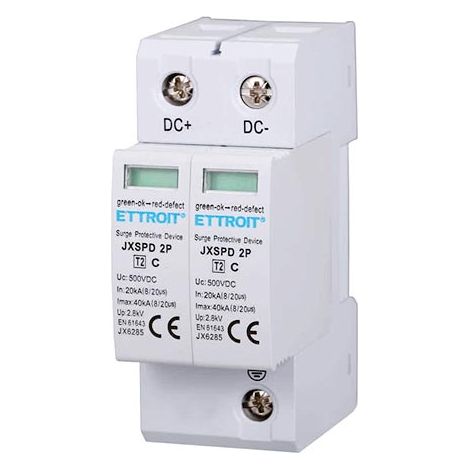 Photovoltaik-Überspannungsableiter Typ 2 DC Niederspannung 40KA 500V 2 DIN-Module Ettroit JX6285