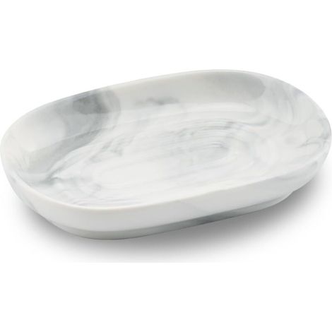 Seifenschale aus Keramik, rutschfeste Seifenschale in Marmoroptik, Badezimmer-Seifenhalter, feste Seifenschale für Küche, Badewanne, Waschbecken und Dusche (Grau) (1/5)