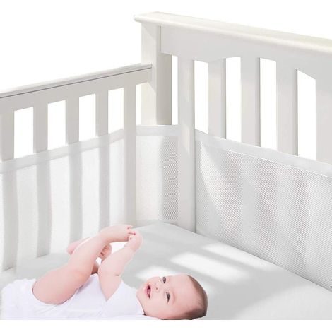 Tour de lit bébé en maille, protection pour les barreaux de lit, tour de lit ajustable, respirant et frais en toute saison
