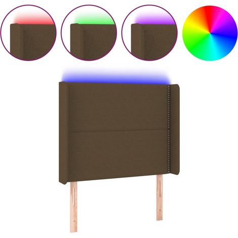 Maison Exclusive - Testiera a LED Marrone Scuro 93x16x118/128 cm in Tessuto (1/5)