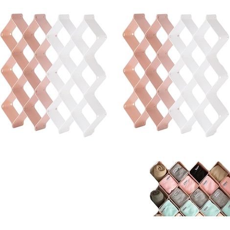 Set di 16 divisori per cassetti, organizer per cassetti, contenitore per cassetti, 2 colori, a forma di diamante, regolabili, per calzini, sciarpe, cravatte, biancheria intima, mutandine (1/5)