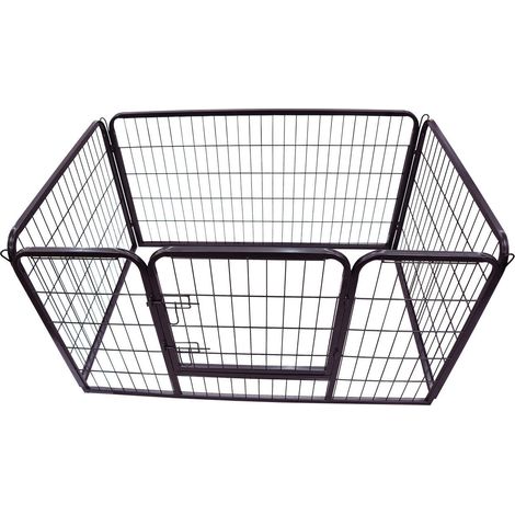 Parc pliable pour chiots avec 1 porte, 129 cm x 84 cm x 70 cm, noir (1/5)