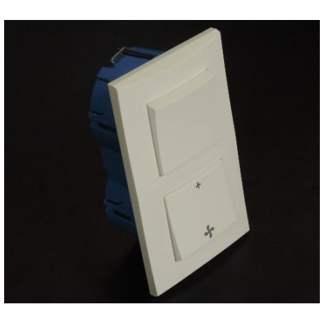 Kit encastré interrupteur VMC + variateur 10A vertical – Plaque blanche – Boîte placo entraxe 57mm – Spécial rénovation prêt à poser – Alternative Elec (1/2)