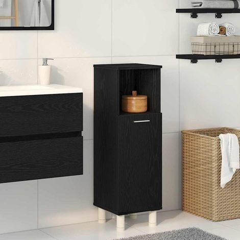Badezimmerschrank mit Tür Schwarz Eichen-Optik 30 x 30 x 95 cm