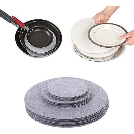 Filz-Telleruntersetzer, Topf- und Pfannenschoner, 48-teiliges Set in 3 Größen, flexible Untersetzer für Küchen- und Backutensilien, stapelbare Schoner für Töpfe und Pfannen (1/5)