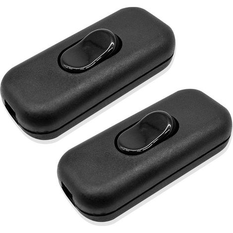 2 PCS Noir Inline Interrupteur cordon Interrupteur Bi-polaire En ligne Cordon Interrupteur Interrupteur à touche basculante pour petit appareil ou lampe (1/5)