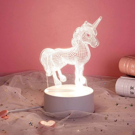 Veilleuse 3D pour Enfants,Illusion Nuit Lumiere Lampe de Chevet, 3 Couleurs de Nuit pour Chambre Enfant anniversaire Enfants Noël Cadeau, Licornes