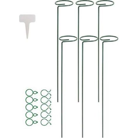 Lot de 6 tuteurs en bois pour plantes, support pour plante à tige unique, étiquette de jardin avec 10 clips pour plantes et 10 épingles en T (1/5)