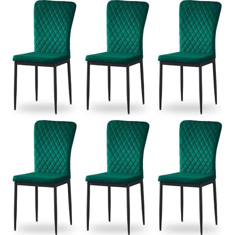 JYMTOM Set di 6 sedie con schienale imbottito in velluto grigio - Verde (1/5)