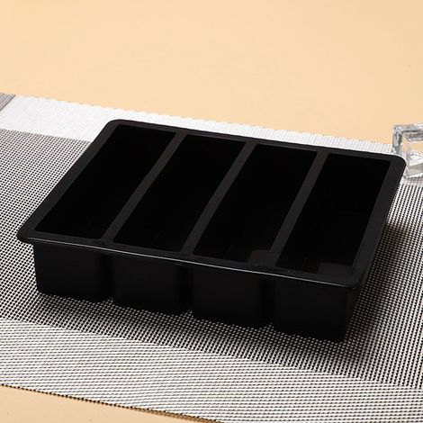 1 cube en silicone à grille 4 cases, forme carrée, noir, à monter soi-même (1/5)