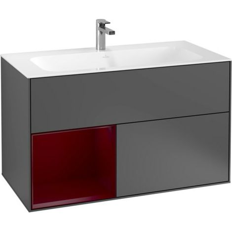 V&B Waschtischunterschrank Wandbeleuchtung Finion 99,6x59,1cm, Reg li Peo, Anthracite matt (1/2)