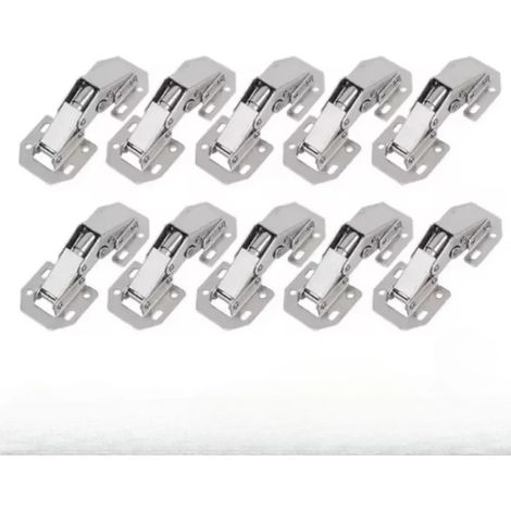 (10 pièces) Charnières de placard en acier à 90 degrés, sans perçage, avec amortisseur hydraulique, pour meubles et placards de cuisine. (1/5)