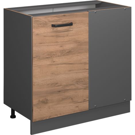 Mobile ad angolo cucina R-Line, Quercia dorata, 86 cm senza piano di lavoro, Vicco