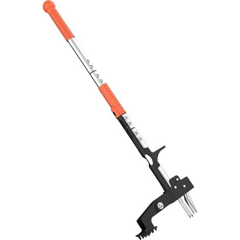 Unkrautstecher, Gartenfreischneider mit Ständer und ergonomischem Griff, 99,9 cm lang, 4 robuste Edelstahlzähne. (1/5)