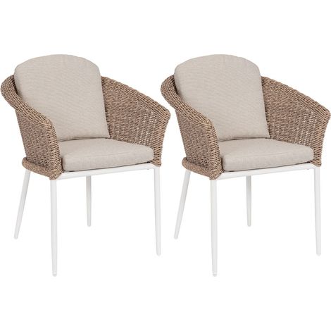 Fauteuils de jardin tressés et hydrofuges beiges (lot de 2) - AVEA (1/5)