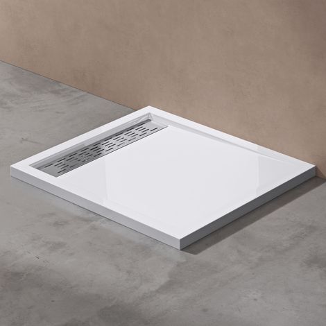 Doporro – Receveur de douche extra plat rectangulaire 80x100x5cm en acrylique – Bonde AL02 incluse – Grille amovible en inox - Xetro04