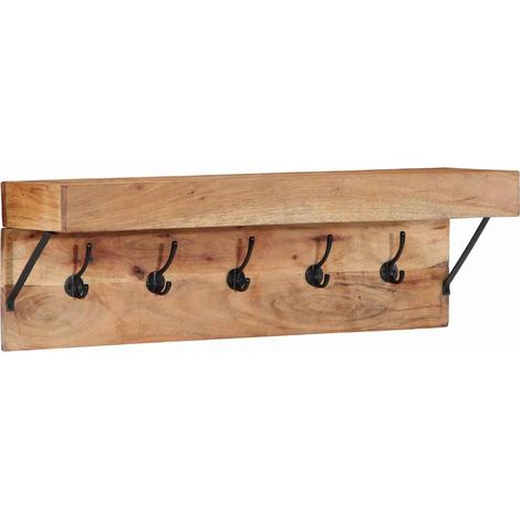 Perchero de pared de diseño moderno 73 x 19 x 23 cm madera de acacia marrón 020057997 (1/5)