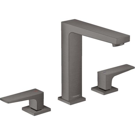Mélongeur de lavabo 160, 3 trou s, bonde Push-Open noir chromé brossé