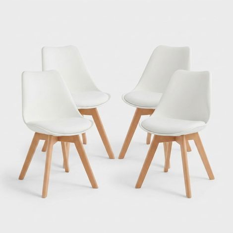 Set 4 sedie design cucina e soggiorno polipropilene legno Lola - Bianco