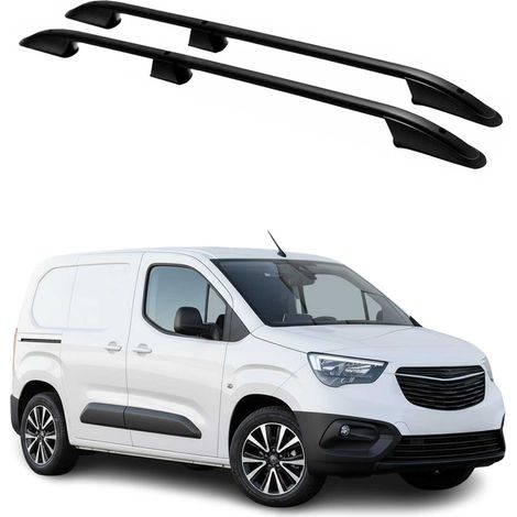 Barres de Toit longitudinales pour Opel Combo 2019-2024 L1 Court Alu Noir (1/5)