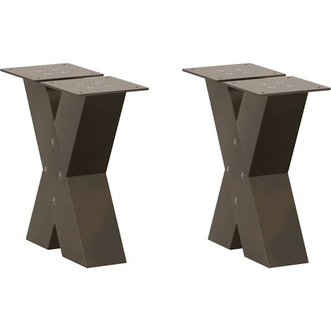 Couchtischbeine X-Form 2 Stk. Naturstahl 30x(30-31) cm Stahl