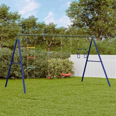 Balançoire enfant : Jeu de balançoire extérieur avec balançoire trapèze et échelle jeu extérieur enfant, aire de jeu jardin, balançoire enfant , pour jardin, usage domestique , enfant 3-8 ans (1/5)