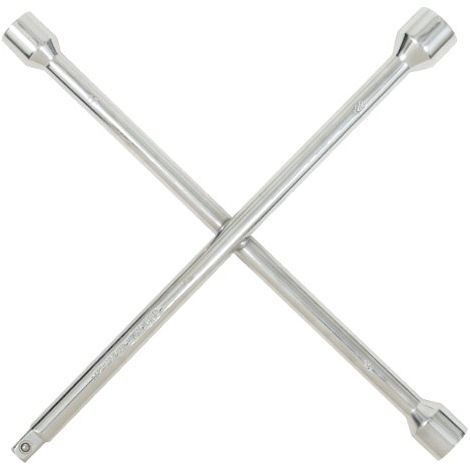 Chiave a croce p.bulloni ruote,cromata opaca,teste lucidate,17x19x22mmx1/2" (1/3)